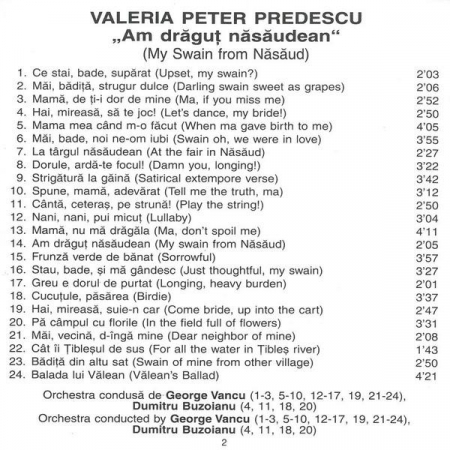 Valeria Peter Predescu - Am Drăguț Năsăudean (My Swain From Năsăud), (CD) [1]