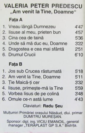 Valeria Peter Predescu - Am Venit La Tine, Doamne, (Casetă Audio) [1]