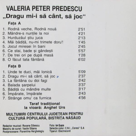 Valeria Peter Predescu - Dragu Mi-i Să Cânt, Să Joc (Caseta Audio) [1]