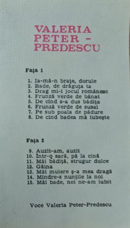 Valeria Peter Predescu - Ia-mă-n Brațe, Dorule (Caseta Audio) [1]