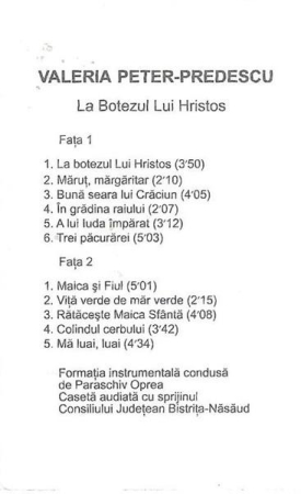 Valeria Peter Predescu - La Botezul Lui Hristos  (Caseta Audio) [1]