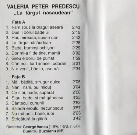 Valeria Peter Predescu - La Târgul Năsăudean, (Casetă Audio) [1]