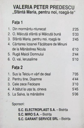 Valeria Peter Predescu - Sfântă Maria Pentru Noi Roagă-te (Caseta Audio) [1]