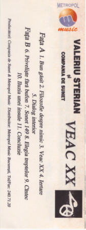 Valeriu Sterian și Compania de Sunet – Veac XX (CASETA) [1]