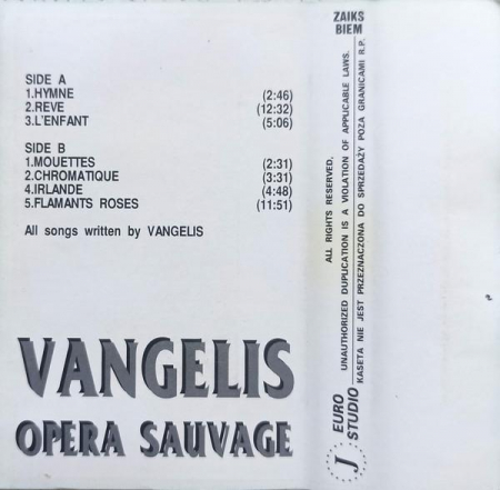 Vangelis - Opera Sauvage, (Casetă Audio) [1]