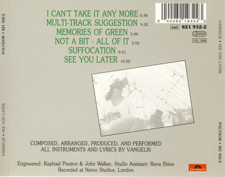 Vangelis - See You Later, (CD) [1]