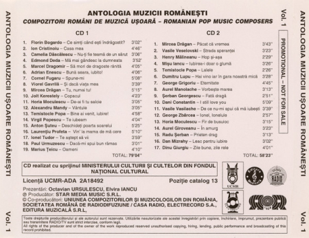 Various – Compozitori Români De Muzică Ușoară 1 Romanian Pop Music Composers (CD), (CD) [1]
