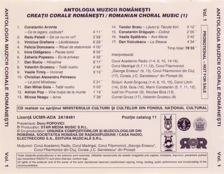 Various – Creații Corale Românesti 1 Romanian Choral Works (CD), (CD) [1]