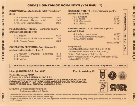 Various – Creații Simfonice Românesti 7 Romanian Symphonic Works (CD), (CD) [1]