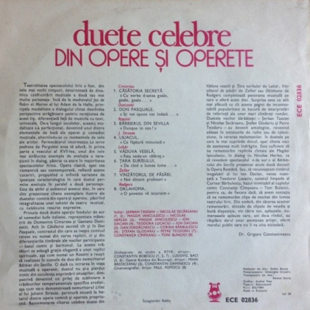 Duete Celebre Din Opere Și Operete, (Disc Vinil) [1]