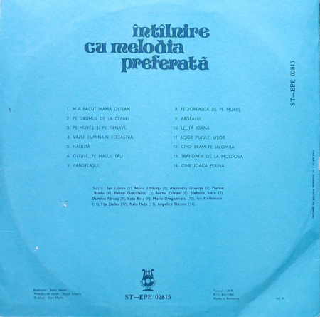 Întîlnire Cu Melodia Preferată, (Disc Vinil) [1]