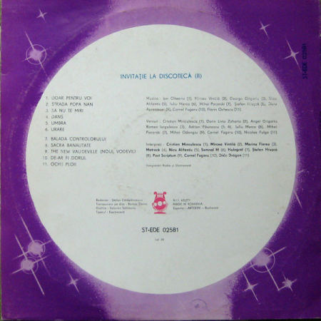 Various – Invitație La Discotecă 2 - Muzică De Dans (VINIL) [1]