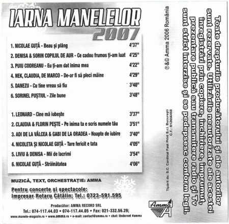 Various – Nicoleta Și Nicolae Guță Prezintă: Iarna Manelelor 2007 (CASETA) [1]