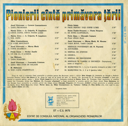 Various – Pionierii Cîntă Primăvara Țării (Discul 2 - Muzică Ușoară) (Disc Vinil) [1]