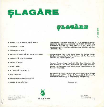 Șlagăre, Șlagăre, (Disc Vinil) [1]