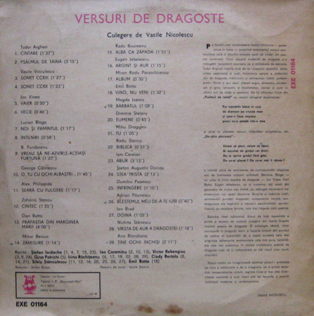 Versuri De Dragoste, (Disc Vinil) [1]