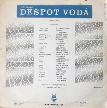 Vasile Alecsandri - Despot Vodă, (Disc Vinil) [1]