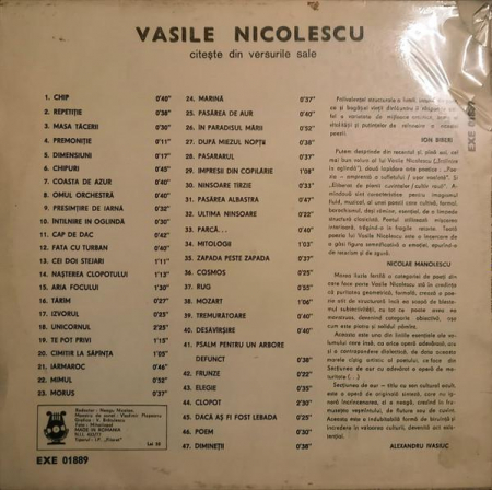 Vasile Nicolescu - Citește Din Versurile Sale (Corabia De Sunete), (Disc Vinil) [1]