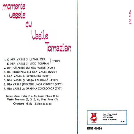 Vasile Tomazian - Sal'tare Taică Și Noroc! Momente Vesele Cu Vasile Tomazian, (Disc Vinil) [1]
