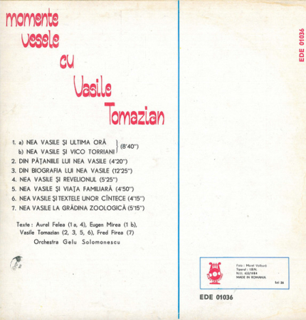 Vasile Tomazian – Sal'tare Taică Și Noroc! Momente Vesele Cu Vasile Tomazian, (Disc Vinil) [1]