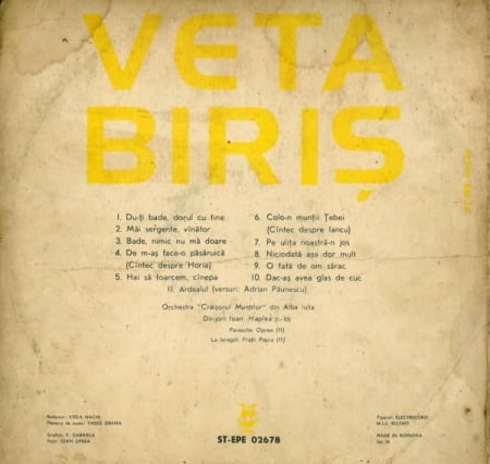 Veta Biriș - Du-ți Bade, Dorul Cu Tine, (Disc Vinil) [1]