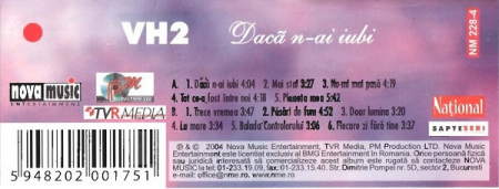 VH2 - Dacă N-ai Iubi (Greatest Hits), (Casetă Audio) [1]