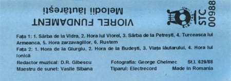 Viorel Fundament - Melodii Lăutărești, (Casetă Audio) [1]