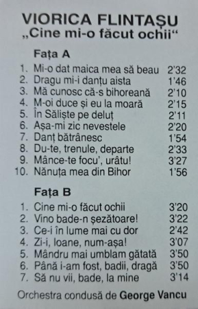 Viorica Flintașu - Cine Mi-o Făcut Ochii (Caseta Audio) [1]