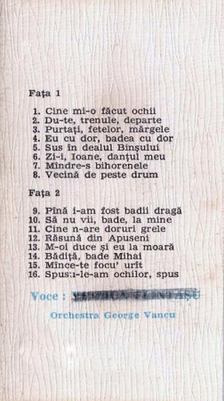 Viorica Flintașu - Eu Cu Dor, Badea Cu Dor (Caseta Audio) [1]