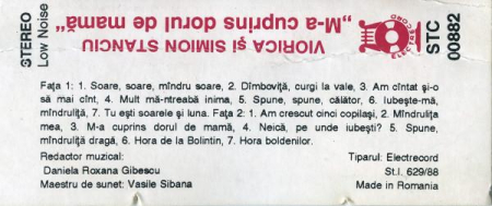 Viorica Stanciu - M-a Cuprins Dorul De Mamă , (Casetă Audio) [1]