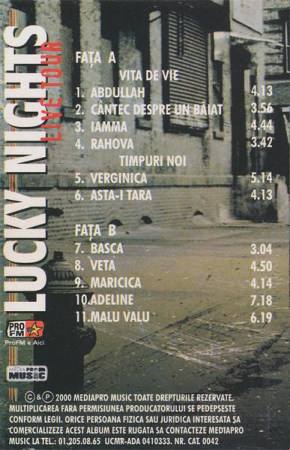 Vița De Vie - Lucky Nights Unplugged , (Casetă Audio) [1]