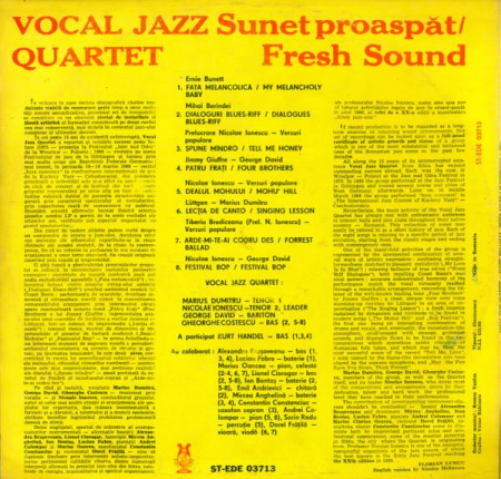 Vocal Jazz Quartet - Sunet Proaspăt = Fresh Sound, (Disc Vinil) [1]