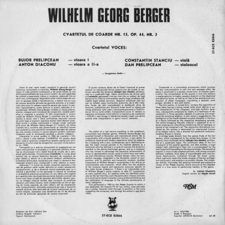 Wilhelm Berger - String Quartet No. 15, (Disc Vinil) [1]