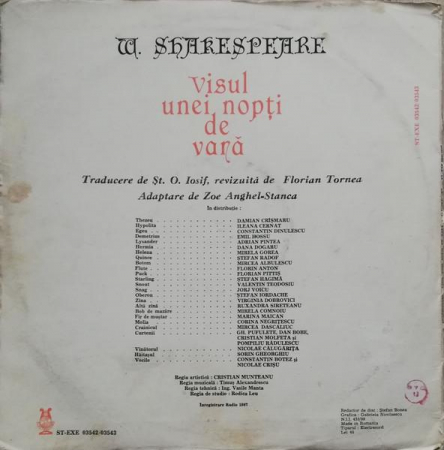 William Shakespeare - Visul Unei Nopți De Vară, (Disc Vinil) [1]