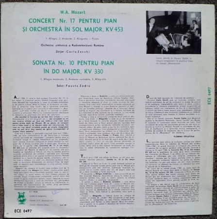 Wolfgang Amadeus Mozart - Concert Nr. 17 Pentru Pian Și Orchestră În Sol Major / Sonata Nr. 10 Pentru Pian În Do Major, (Disc Vinil) [1]