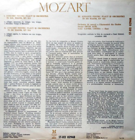 Wolfgang Amadeus Mozart - Concertos Nr. 1 And 2 For Flute And Orchestra, (Disc Vinil) [1]