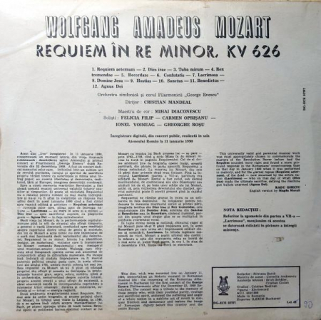 Wolfgang Amadeus Mozart - Requiem În Re Minor, KV 626, (Disc Vinil) [1]