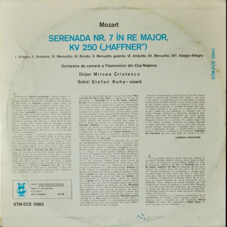 Wolfgang Amadeus Mozart - Serenada Nr.7 În Re Major „Haffner”, (Disc Vinil) [1]