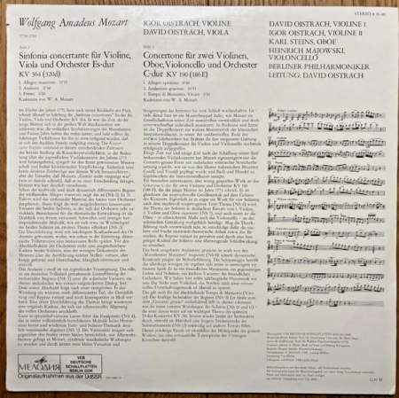 Wolfgang Amadeus Mozart - Sinfonia Concertante Es-dur KV 364 / Concertone C-dur KV 190 (Disc Vinil) [1]