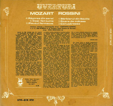 Wolfgang Amadeus Mozart - Uverturi, (Disc Vinil) [1]