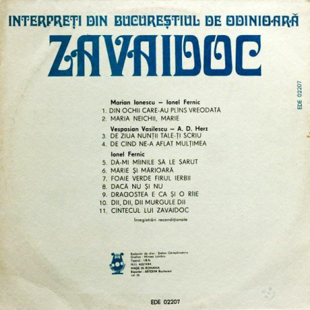 Zavaidoc - Interpreți Din Bucureștiul De Odinioară [1]