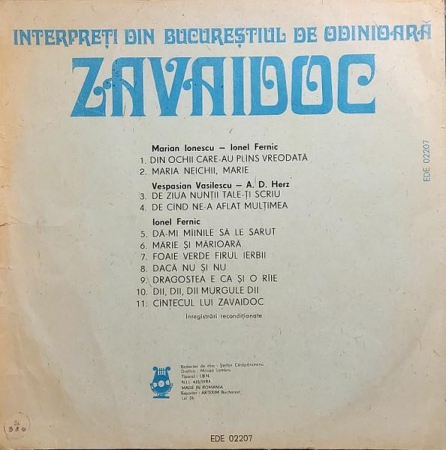 Zavaidoc - Interpreți Din Bucureștiul De Odinioară, (Disc Vinil) [1]