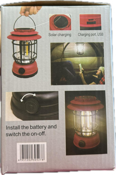 Lampa de camping cu variator reincarcabila prin USB si panou solar S-27 [3]