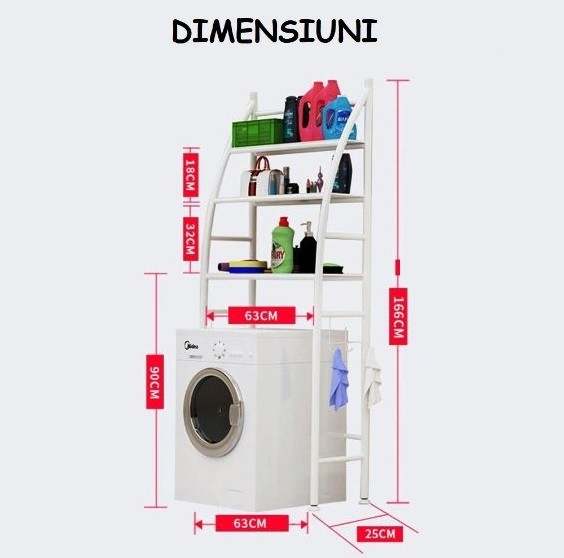 Raft depozitare peste masina de spalat, 3 polite, etajera baie [3]