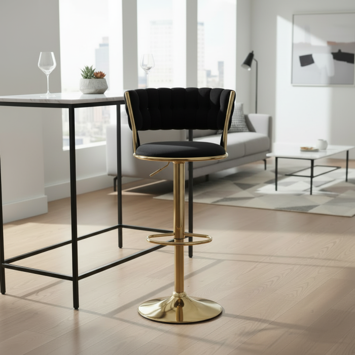 Scaun bar negru-auriu [2]