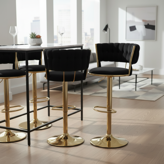 Scaun bar negru-auriu [3]