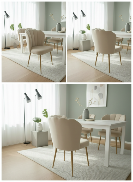 Scaun catifea R09 crem [2]