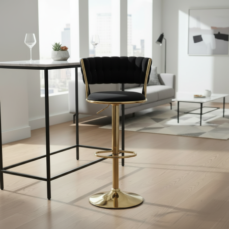 Scaun bar negru-auriu [1]