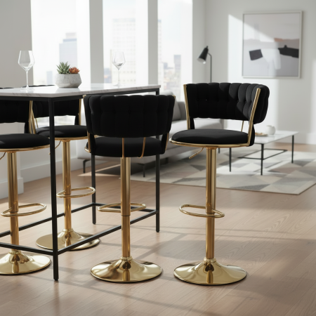 Scaun bar negru-auriu [2]