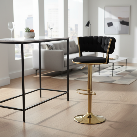 Scaune - Scaun bar negru-auriu